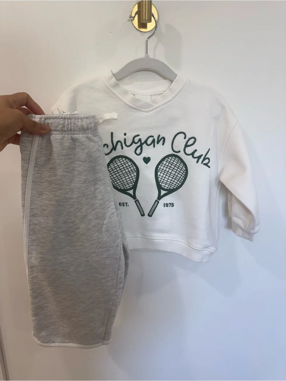 Zara White & Heather Gray Kids Matching Sweatshirt Set